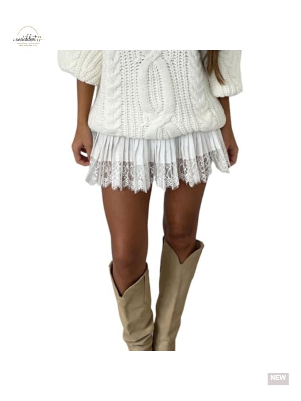 Women's Lace Mini Skirt Low Waist A-Line Pleated 100% Polyester